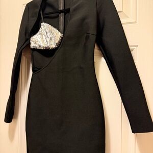 Elegant Black Dress with Silver Accents